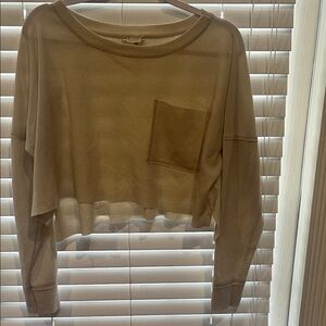 Altar'd State Tan Long Sleeve Crop Top